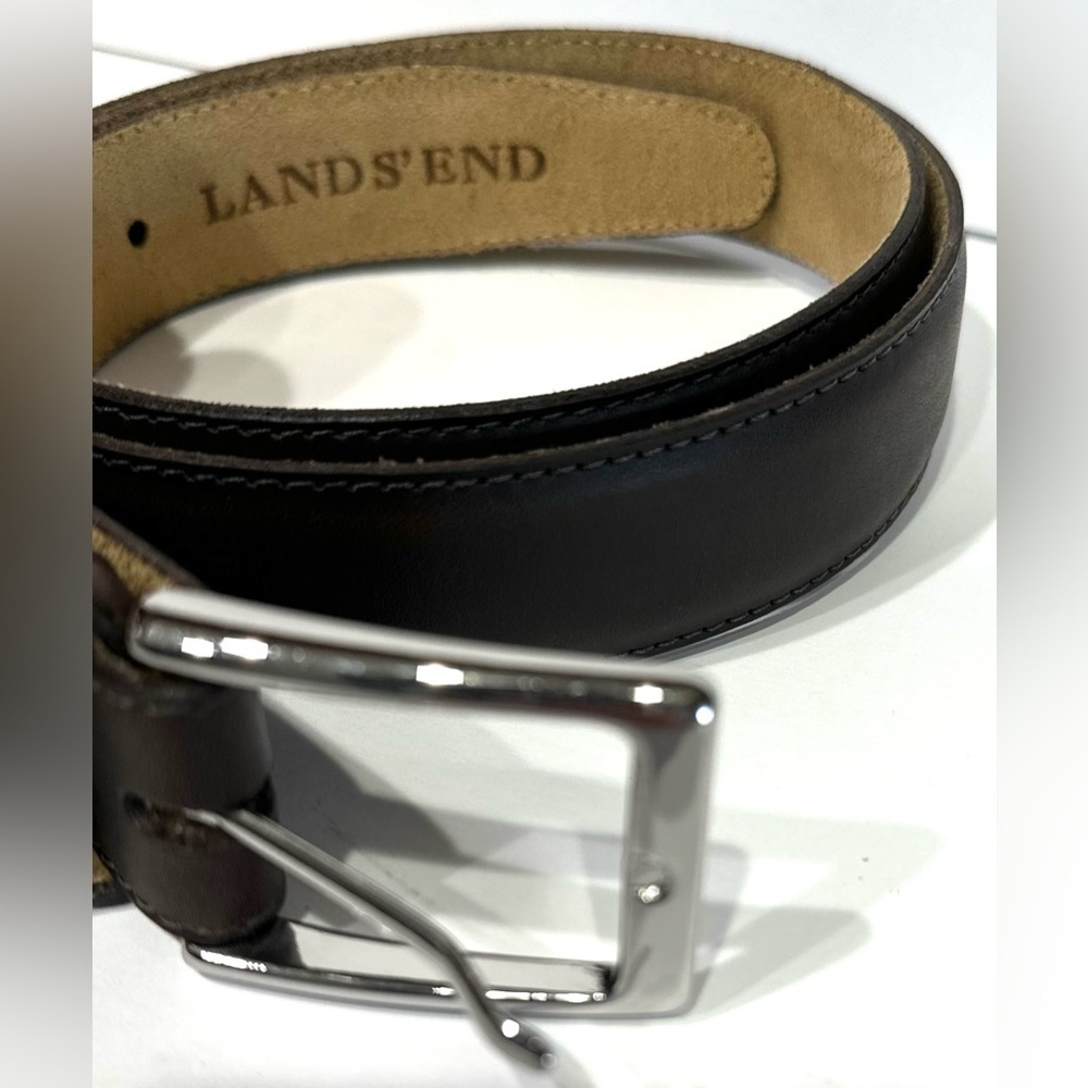 Lands' End Dark Brown Leather Dress Belt Made in Canada Men's Size 32 (80cm) - Picture 8 of 9